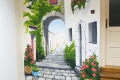 Malba na zeď toskánské uličky ve vinotéce od Dave Art