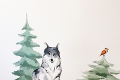 Malba lesních zvířátek na zeď od Dave Art